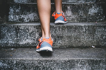 henkilö, tehostamalla, portaat, päivä-, ihmiset, Nike, kengät, elämäntapa, flex, jalkaa, juosta