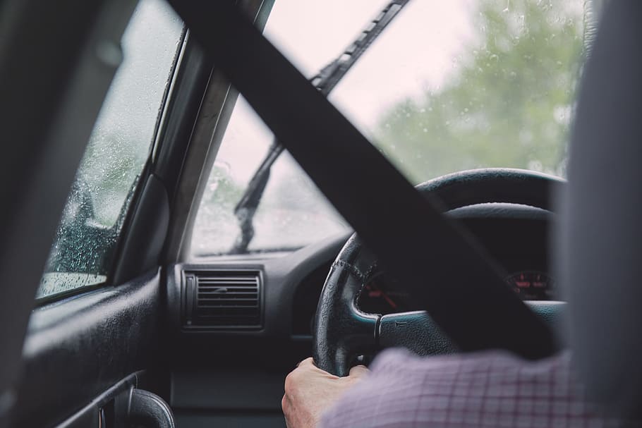 osoba, řízení, uvnitř, auto, lidé, Pozadí, pás, podnikání, Pozor, den, řídit