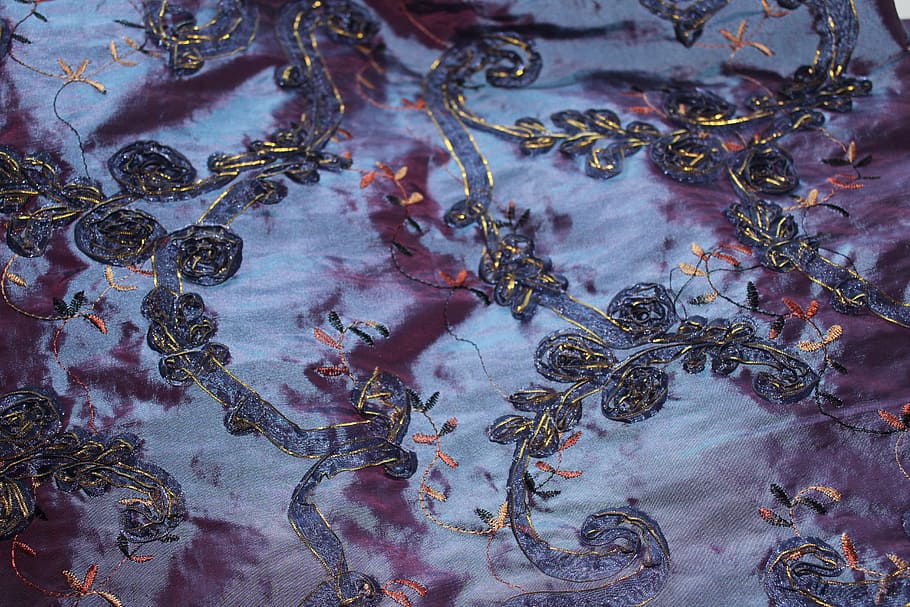 tkanina, Pozadí, textil, struktura, tkáň, blautöne, vzor, abstraktní, celý rám, texturou, detail