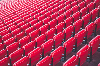 Červené, sedadla, židle, stadión, místa k sezení