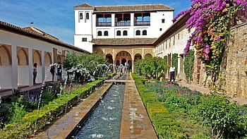 zahradní pole, Dům, alhambra, granada, generalife, zahrada, andalusie, nádvoří