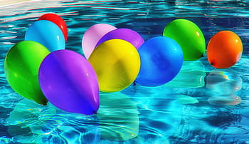 assorted-color, inflated, balloons, floating, pool, water, colorful, ballons, color, drive, swim