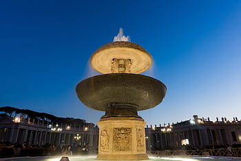 venkovní vodní fontány, nízký, úhel, fotografování, hnědý, voda, fontána, architektura, budova, infrastruktura, modrý