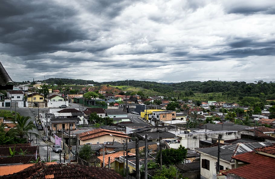 favela, city, storm, between clouds