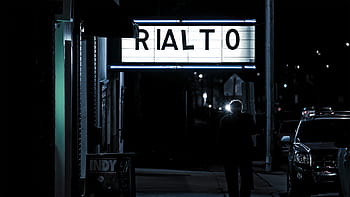 movie theatre, theater, night, evening, entertainment, sign, street, city, dark