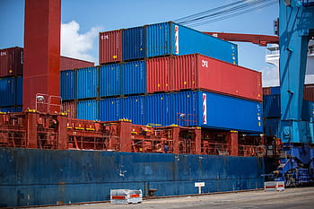 nave cargo blu, container, carico, porta, nolo, industria, commercio, bacino, merce, Caricamento in corso, massa