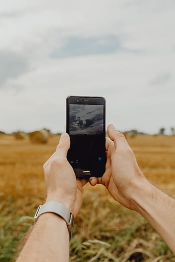 ponsel, telepon, tangan, pria, layar, teknologi, smartphone, menggunakan, danau