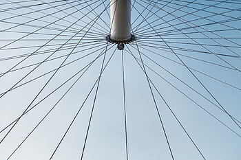 bílé kolo kolo, šedá, jízdní kolo, kolo, modrý, nebe, architektura, nízký úhel pohledu, celý rám, nikdo, den