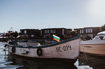 Barcos de pesca ancorados, marina, velha, cidade, Barcos de pesca, Cidade Velha, Nessebar, Bulgária, mar, verão, água