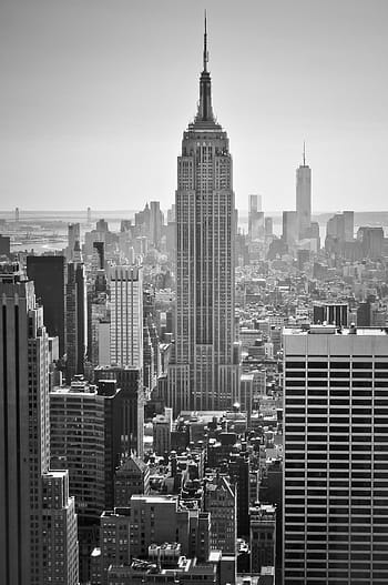 New York, architettura, città, grattacielo, New York City, manhattan - new york city, skyline urbano, paesaggio urbano, Stati Uniti d'America, bianco e nero, distretto del centro
