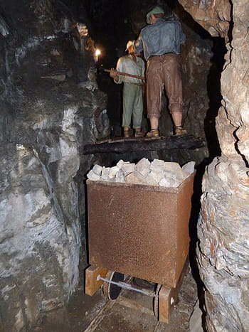 mine, gallery, excavation, galena, wagon, ore