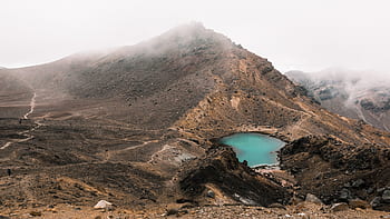 berg-, landschap, rotsen, mist, hemel, water, vallei, bodem, land-, mensen, man