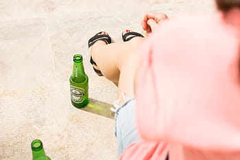 heineken beer bottle, Heineken beer, beer, drink, hands, Heineken, outside, bottle, drinking, alcohol, beer - Alcohol