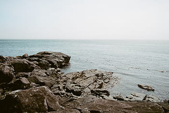 onda dell'oceano, paesaggio, fotografia, oceano, vicino, riva del mare, rocce, giorno, cielo, grigio, acqua
