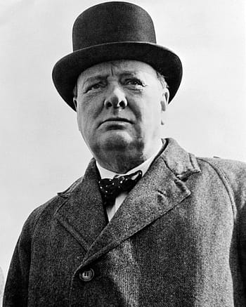 fotografie ve stupních šedi, muž, nošení, kabát, čepice, pane winstone churchill, britský, premiér, politik, druhá světová válka, vůdce