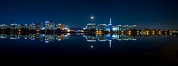 body, water, building, nighttime, night view, city, panorama, night, seoul, modern, the night sky