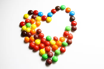 heart, shaped, assorted-color candy lot, colorful, colourful, colorful love, love, design, color, creative, rainbow