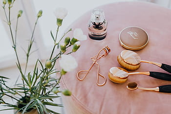 kuas, bulu mata, penjepit, parfum, merah muda, beludru, make-up, kecantikan, penting, Makeup, dan