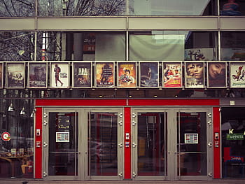 roztříděný, filmové plakáty hora, skleněné dveře, kino, kina, filmy, vstup, plakáty, dveře, fasáda, scéna