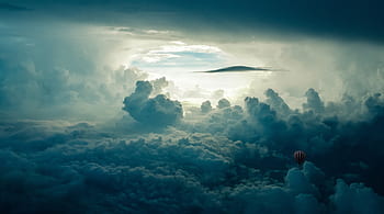 montgolfière, des nuages, composition, en volant, aventure, aéronaute, aéronautique, admiration, le coucher du soleil, orage, la nature