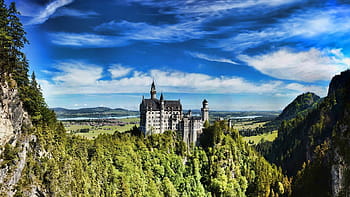 neuschwanstein castle, daytime, neuschwanstein, castle, bavaria, baroque, nineteenth-century, romanesque revival, palace, hohenschwangau, füssen