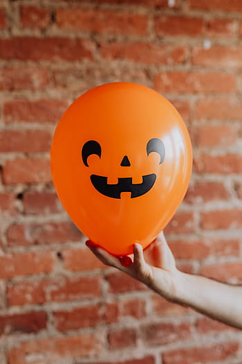 balon, oranye, wajah, lucu, musim gugur, pria, Halloween