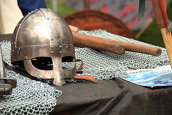 grey, metal knight helmet, chainmail, black, textile, medieval fair, valherhes, arimanni, armor, helmet, coat of arms