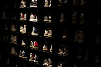 white, shoes, black, shelf, assorted, pair, brown, wooden, shoe, warck, bowling