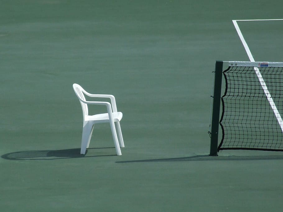 tenis, sport, tráva, akce, síť, židle, nikdo, absence, den, venku, voda