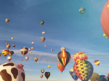 hot, air balloons, sky, daytime, air, balloon, hot air balloons, blue, sunshine, summer, large group of objects