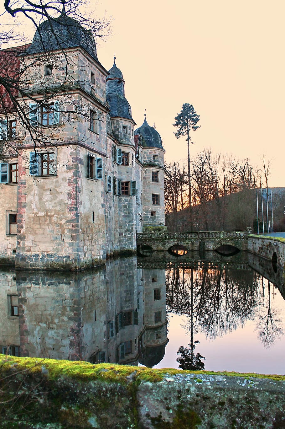 vodní hrad, švýcarské franky, mittwitz, bavaria, deutchland, středověk, blízko vody, Norimberk, věž, odraz, venku