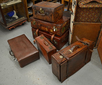 褐色、 革スーツケースロット、 荷物、 スーツケース、 旅行、 旅、 トリップ、 バッグ、 休暇、 旅行かばん、 ツーリスト