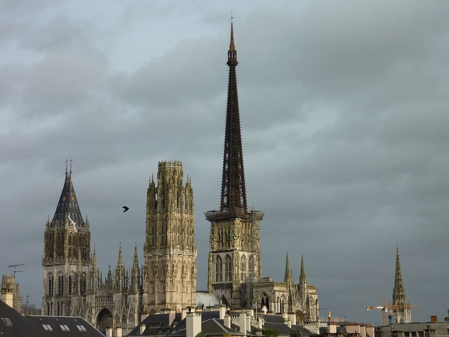 rouen, katedrála, nebe, Šedá, Francie, budova, normandie, gotický