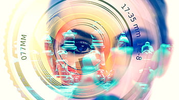 woman, camera lens illustration, seeing, game, chess, technology, abstract, photography, photograph, camera, right at the own picture