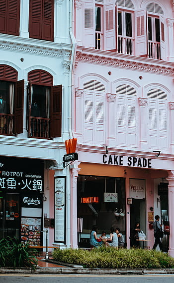 pelle à gâteau, béton, bâtiment, à côté de, bleu, architecture, Infrastructure, boutique, le magasin, personnes, filles