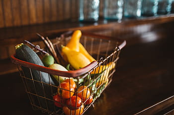 variety, vegetables, rectangular, gray, basket, tilt, shift, lens, photography, vegetable, inside