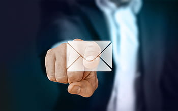 man, wearing, black, suit, businessman, finger, touch, turn on, mail, email, e mail