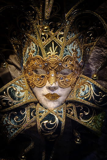 nízký, fotografování světla, zlatá maska, Benátky, maska, karneval, benátský, Maškaráda, kostým, festival, večírek