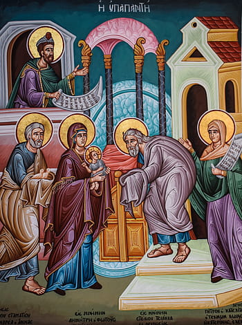 presentation, christ, ypapanti, Presentation Of Christ, baby jesus, church, christianity, iconography, painting, orthodox, religion