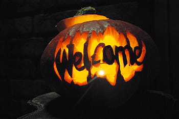 orange, jack, o', lantern, welcome, text, pumpkin, halloween, spirit, poltergeist, schlossgespenst