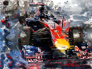 modrý, Červené, býk, vzorec, 1, závod, auto, ilustrace, červený býk, f1, motoristický sport