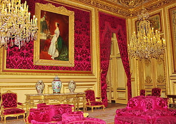 zlato, růžový, živobytí, pokoj, místnost, soubor, Paříž, Francie, žaluzie, louvre palác, umělecký, památník