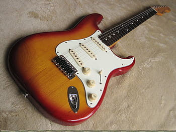 sunburst ve stylu stratocaster, elektrický, kytara, blatník, Start, stratocaster, hudebník, hrát si, Skála, hráč