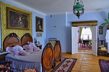 Sanoku, skanzen, venkovská chata, dřevěné kuličky, střechu, Polsko, starý, architektura, chalupa, sláma, muzeum