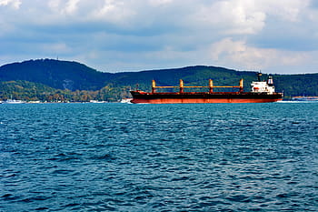 fekete, narancs, hajó, test, víz, nappal, tenger, óceán, kék, hullám, természet