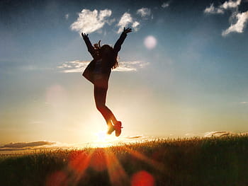 silhouette photo, jumping, girl, inspiration, motivation, life, inspirational, outdoors, sport, sunlight, adventure