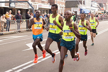 athletes, running, road, daytime, men, marathon, race, sprint, exercise, fitness, competition