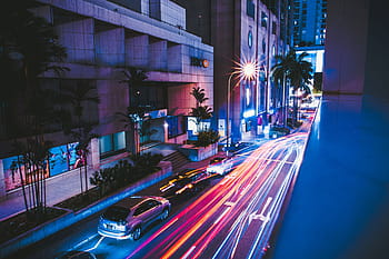 traffic light trails, city, Traffic light, trails, urban, cars, motion, movement, night, road, speed