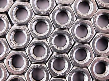 silver log knot wallpaper, nut, hex, hexagon, attach, close, packed, hexagonal, array, pattern, many