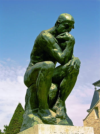 myslitel, auguste rodin, 1881-1882, bronz, slavné sochy, rodin museum, biron hotel, Paříž, Francie, kamenný podstavec, socha